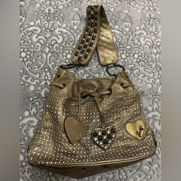 Juicy Couture Studded Gold Women\'s Bag Rhinestone Leather Vintage y2k Bling Rare